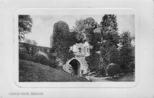 Castle gate reigate postcard - castle,